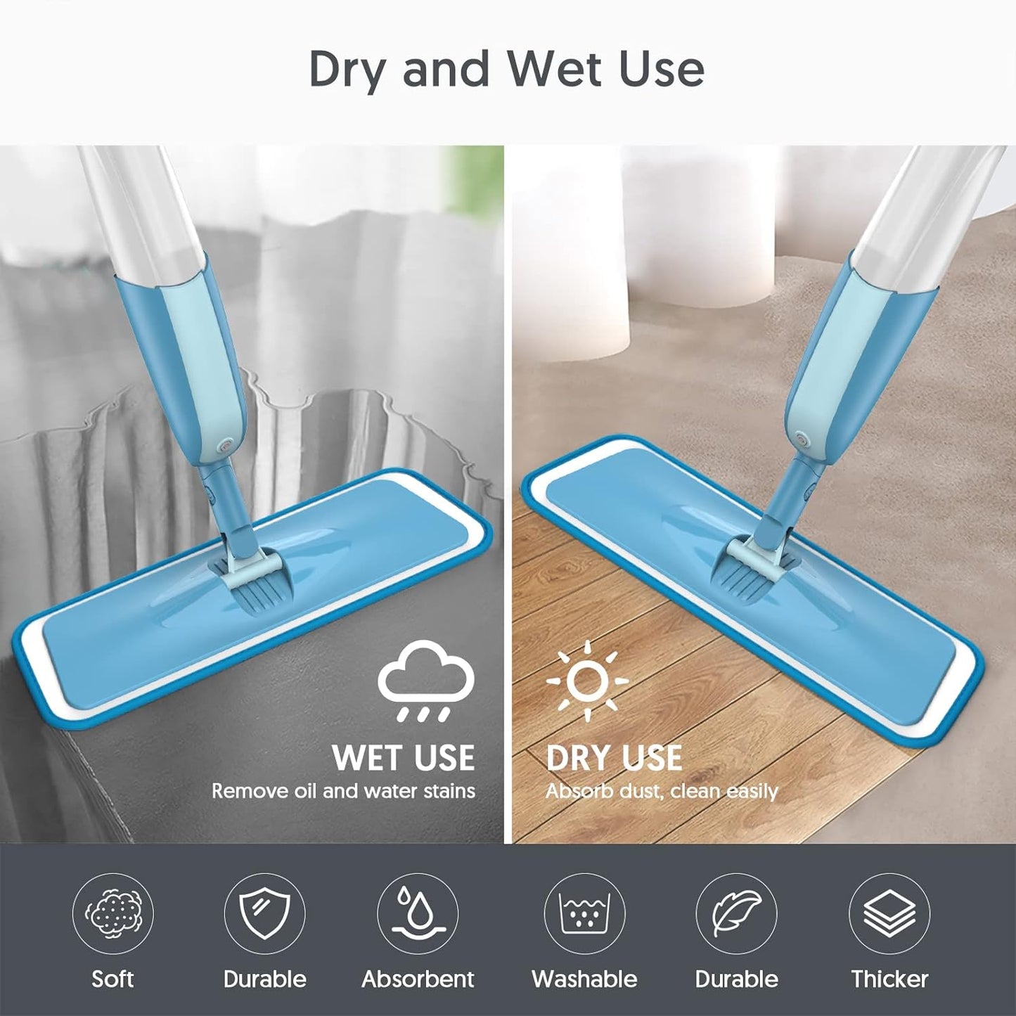 7 Count Reusable Microfiber Mop Pads for Swiffer PowerMop - MEXERRIS Microfiber Wet Pads Refills PowerMop Pads Machine Washable Hard Wood Floor Mop Pads Replacement for 13''-15'' Spray Wet Mops