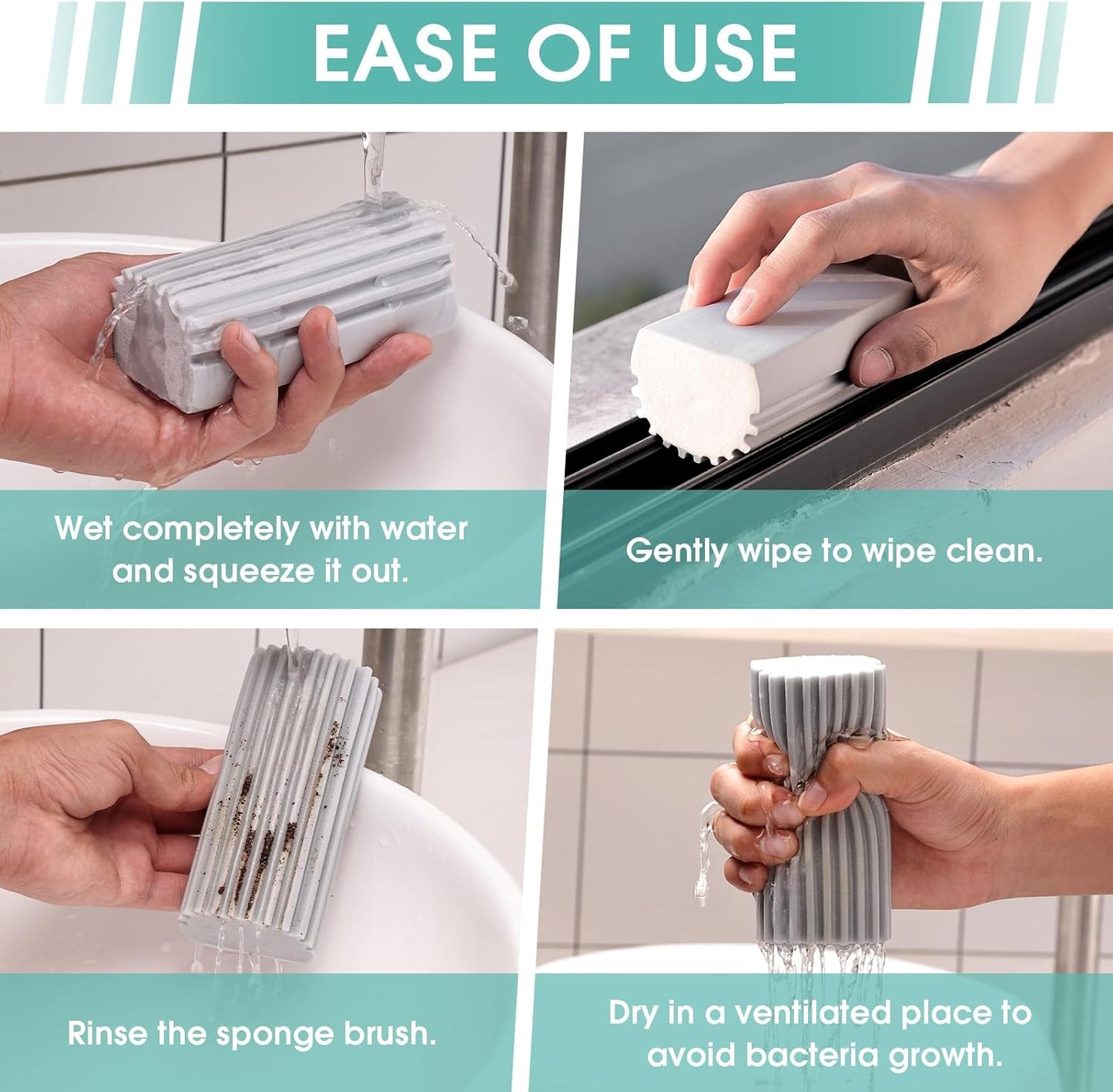 8 Pack Damp Dusting Sponge Duster, Grey Dust Cleaning Sponge, Reusable Household Cleaning Sponge Tool for Blinds, floorboards, Fan Blades, Vents, Glass, Railings, Mirrors