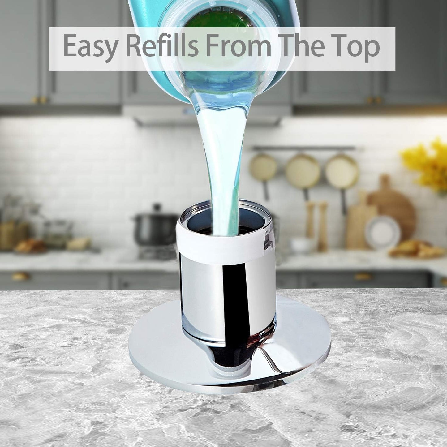 Samodra Sink Soap Dispenser, Metal Pump Head Liquid Lotion Countertop Kitchen Bathroom Soap Dispenser with 12 OZ PET Bottle