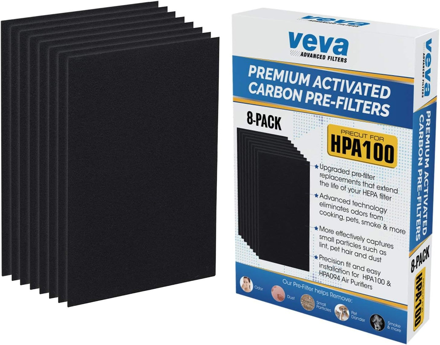 HPA100 Pre-Filters Replacement for Honeywell Air Purifier - 8 Pack - HRF-A100 Filter A Compatible w/ HPA100, 104, 105, 090, 094