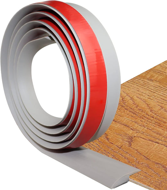 Floor Transition Strip Self Adhesive Carpet & Flooring Transitions Edging Trim Strip PVC Threshold Transitions Suitable for Threshold Height Less Than 5mm (6.56Ft, Gray)