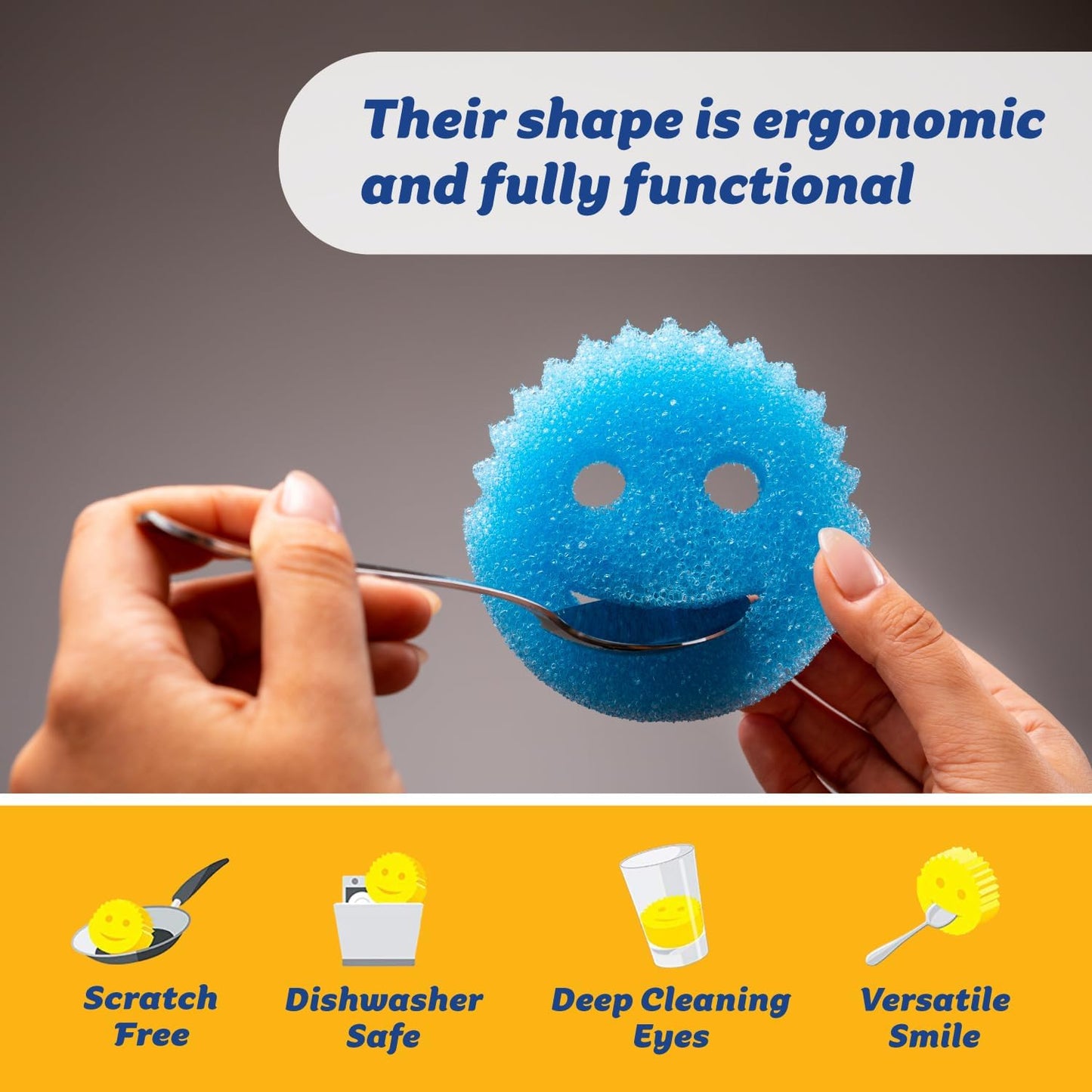 Scrub Daddy Scratch-Free Multipurpose Kitchen Sponges - Bulk Dish Sponges for Kitchen, Bathroom, Household Cleaning & More - Made with BPA-Free Polymer Foam (5 Count)