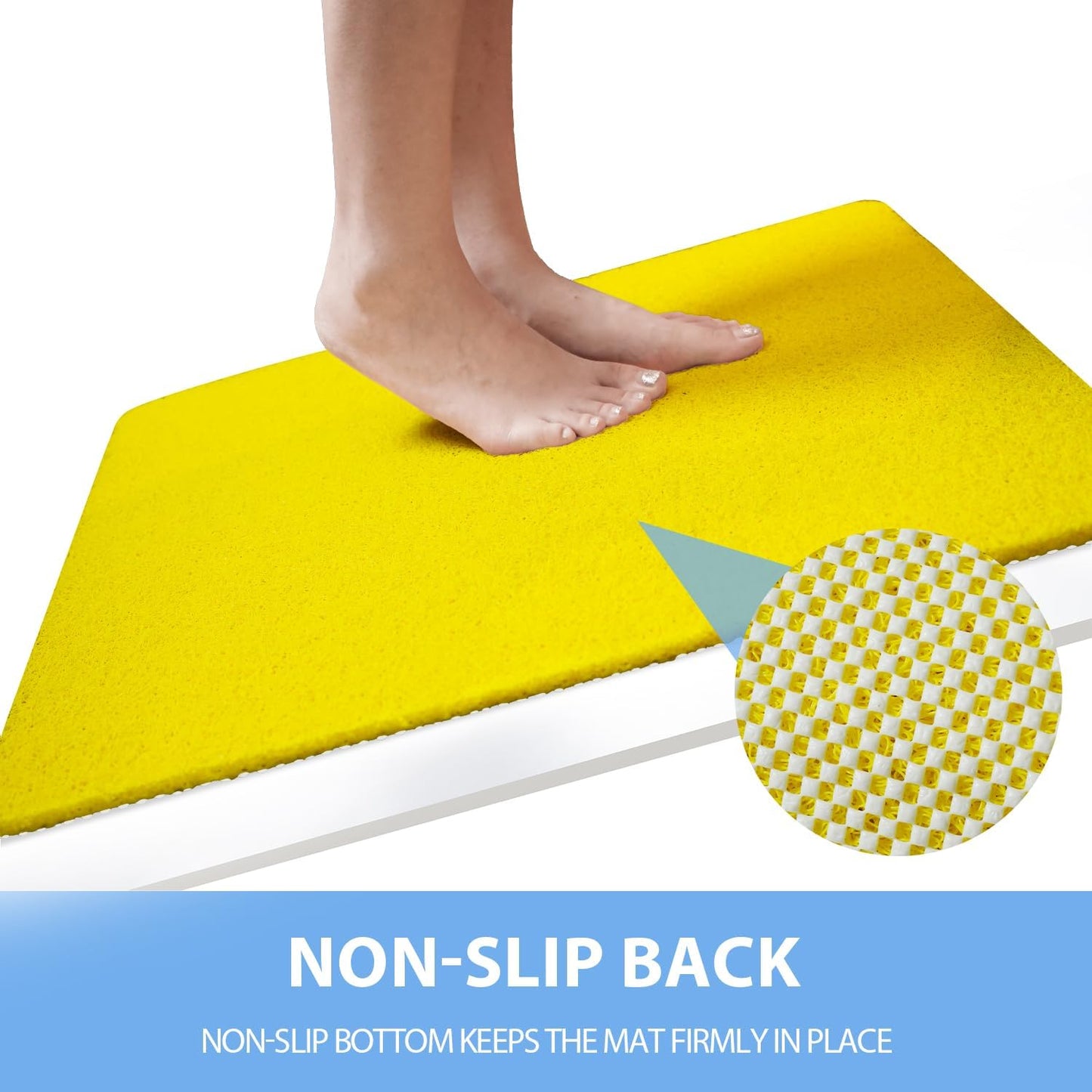 Non-Slip Bathtub Mat, Anti Slip Shower Mat, Fast Drying Bathtub Mats, Foot Scrubber Mat, Anti Slip Mat for Tub, Floor, Bathroom, Kitchen, Home, Hotel (Yellow 32"×17")