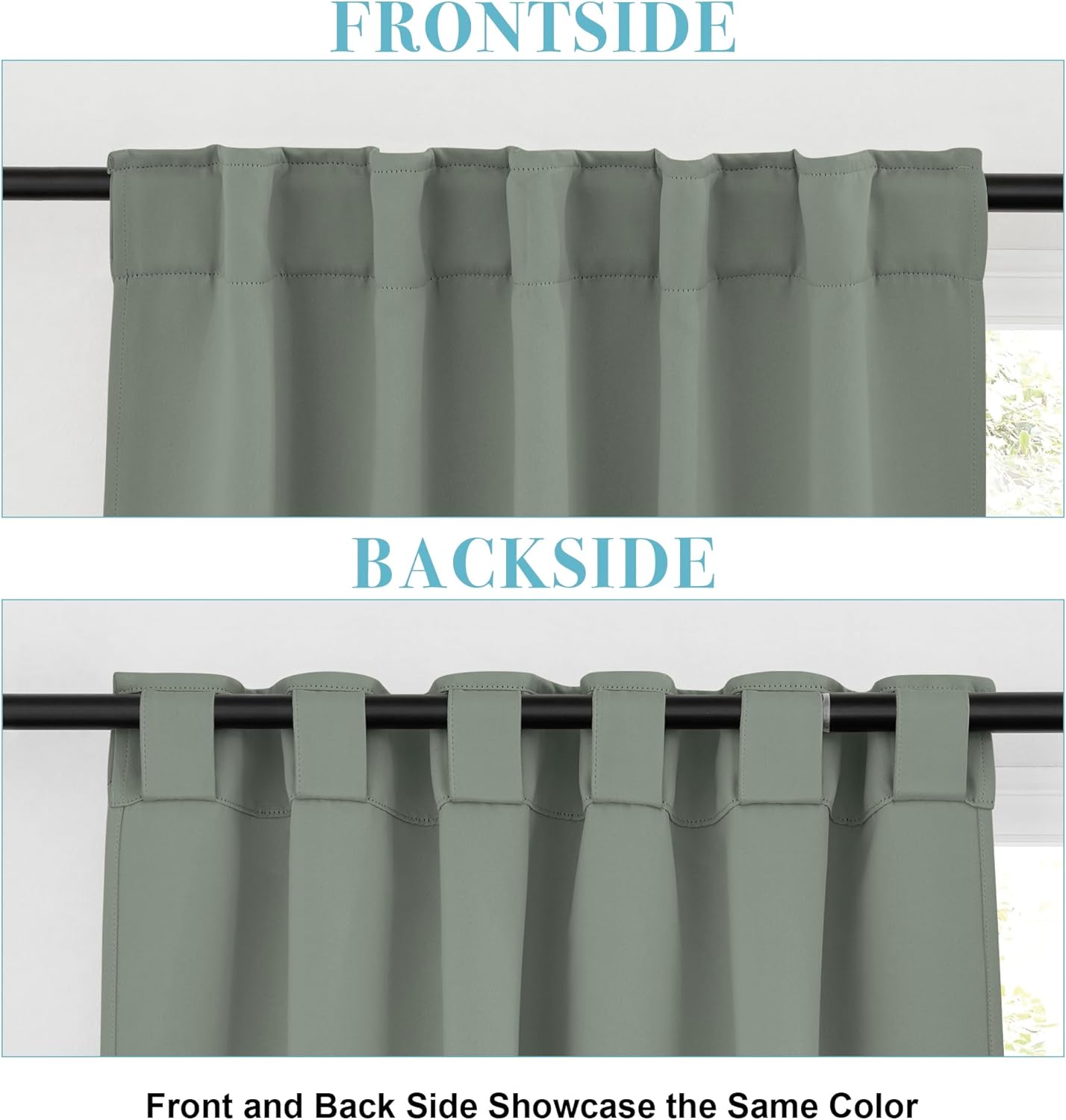 RYB HOME Sage Green Curtains, Small Window Curtains Tiers for Kitchen Bathroom, Blackout Thermal Insulated Drapes, Privacy UV Protection Short Window Treatment, W42 x L36, 2 Panels
