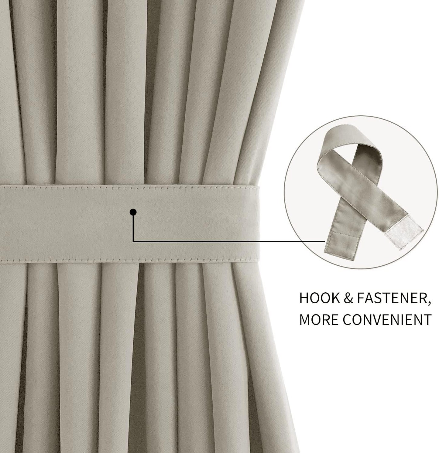 DWCN French Door Curtains – Rod Pocket Thermal Blackout Curtain for Doors with Glass Window, Kitchen and Patio Doors for Privacy, 25 X 72 Inches Long, 1 Curtain Panel with Tieback, Taupe