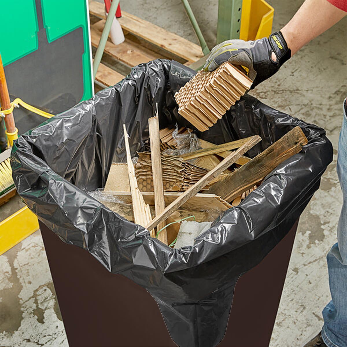 Contractor Heavy Duty Trash Bags 55 Gallon | 10 Count | 2 MIL | 36" X 56" | Large Black Flap Tie Construction Garbage Bags for Business Home Commercial, Industrial, Storage, Outdoor