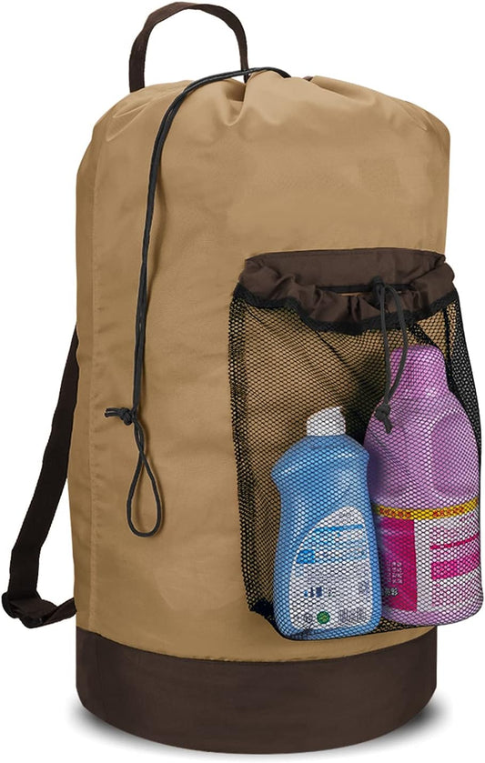 Dalykate Backpack Laundry Bag, Laundry Backpack with Shoulder Straps and Mesh Pocket Durable Nylon Clothes Hamper Bag with Drawstring Closure for College, Travel, Laundromat, Apartment