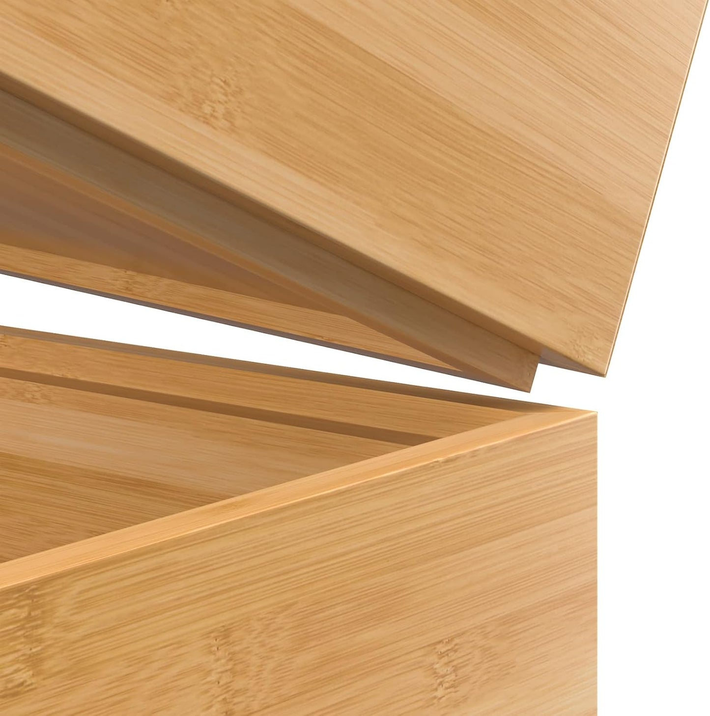 Silverware Tray for Drawer, Stackable Kitchen Bamboo Drawer Organizer 9" x 6" x 2" Set of 2