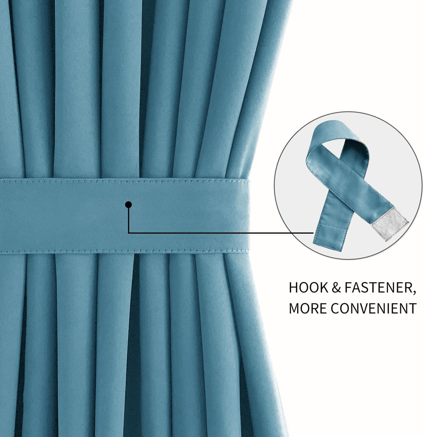DWCN French Door Curtains – Rod Pocket Thermal Blackout Curtain for Doors with Glass Window, Kitchen and Patio Doors for Privacy, 36 X 72 Inches Long, 1 Curtain Panel with Tieback, Stone Blue