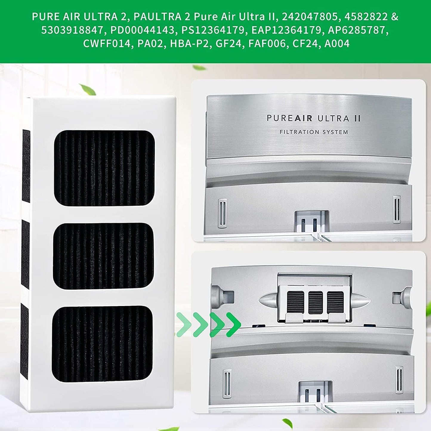KEEPOW Paultra2 Refrigerator Air Filter Replacement for Frigidaire Gallery Pure Air Ultra II, Electrolux 242047805, 5303918847, EAP12364179, Pure Air II (8 Pack)