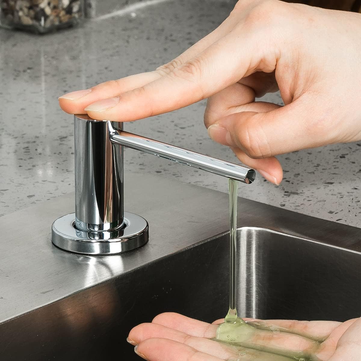 Soap Dispenser for Kitchen Sink Polished Chrome GAPPO Stainless Steel Countertop Pump Hand Lotion Built in Bottlend Lotion Built in Bottle