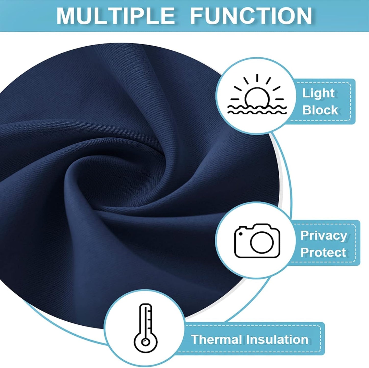 RYB HOME Blackout Curtains for Kitchen, Over Sink Privacy Curtains Window Decor, Thermal Insulating Drapes for Bathroom Cafe Bedroom Small Window, W 42 x L 24 inch, Navy Blue, 2 Panels