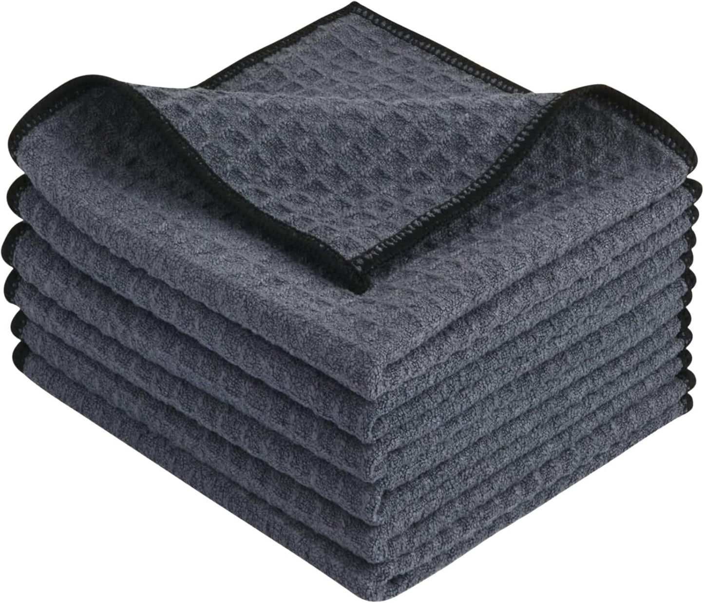 KinHwa Dish Cloths for Washing Dishes Kitchen Towels Microfiber Dish Towels for Kitchen Dish Towels Absorbent 8inch x 8inch 6 Pack (Gray, 12in x 12in 6 PC)