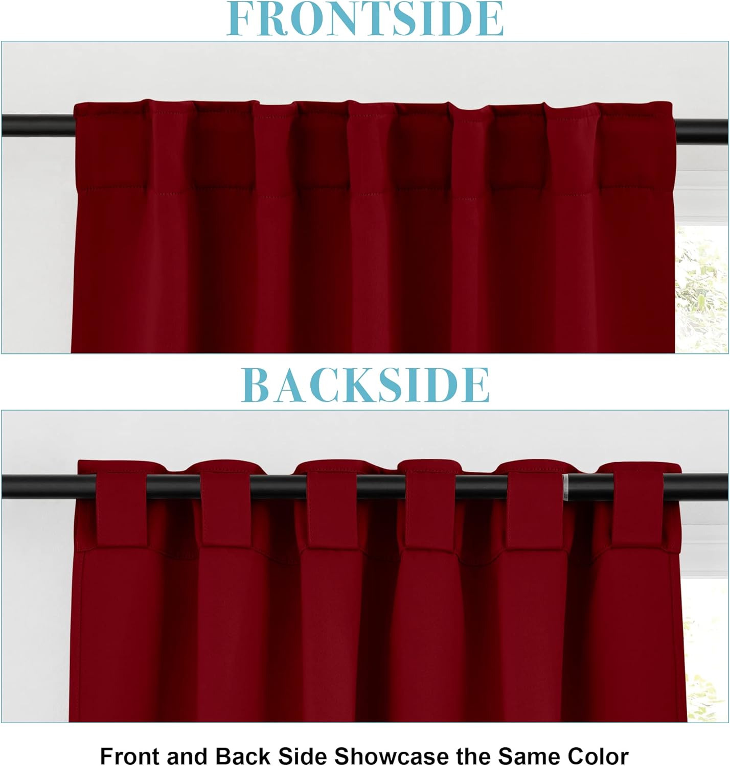 RYB HOME Small Window Curtains - Blackout Insualting Privacy Curtains for Kids Bedroom Kitchen Bathroom Basement Cafe Cabinet Tiers Drapes, 34 Width x 24 Length, 2 Panels, Burgundy Red