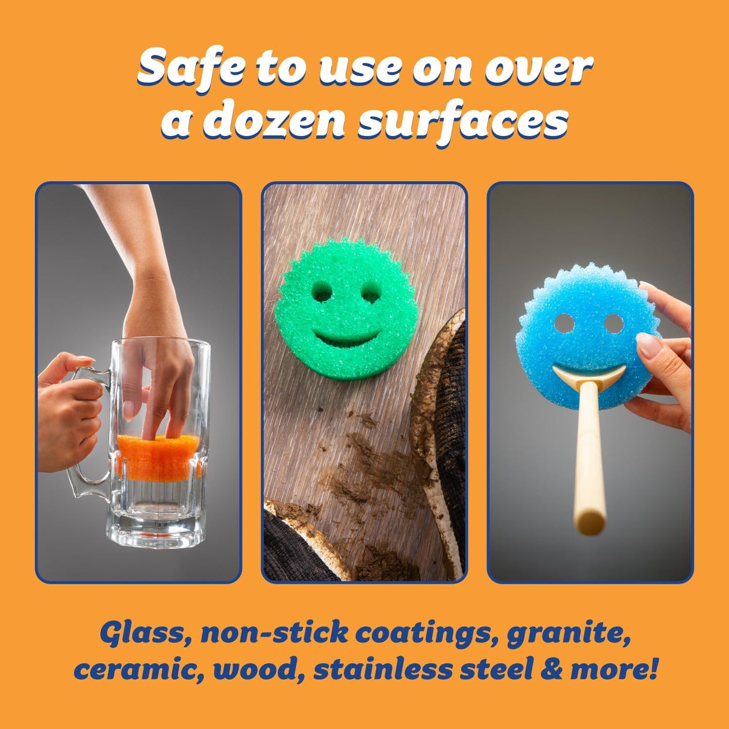 Scrub Daddy Colors - Kitchen Sponge Variety Pack - Scratch-Free Multipurpose Dish Sponges - BPA Free & Made with Polymer Foam - Stain & Odor Resistant (3 Count, 2 Pack)