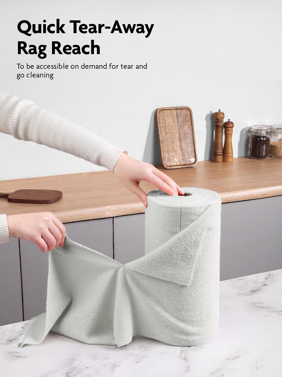 Fantasticlean Microfiber Cleaning Cloth Roll -75 Pack, Tear Away Microfiber Towels, 12" x 12", Reusable, Washable, Scratch Free, Ultra Absorbent Dishcloth for Home Supplies, Car, Pet (Cool Grey)