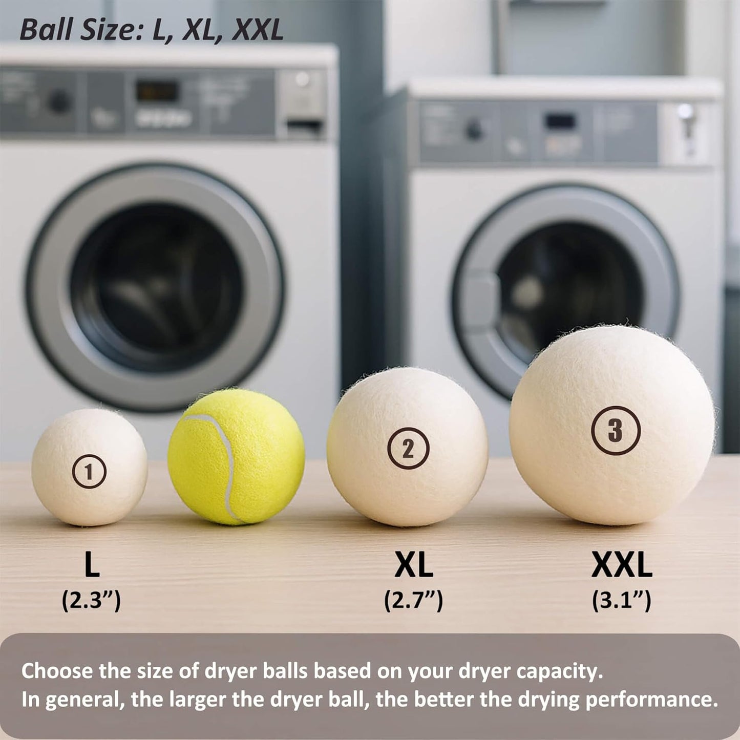 Sheep Wool Dryer Balls 6 Pack L(2.3") Premium Natural Fabric Softener, Reusable Laundry Dryer Balls for Reducing Drying Time, Static and Wrinkles, Eco-Friendly – 100% New Zealand Wool