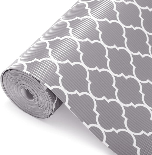 Glotoch Shelf Liner for Kitchen Cabinets Non Adhesive, 12" x20FT(240 Inch) Non Slip Drawer Liners, Waterproof Shelf Paper Closet Liners for Refrigerator Gray