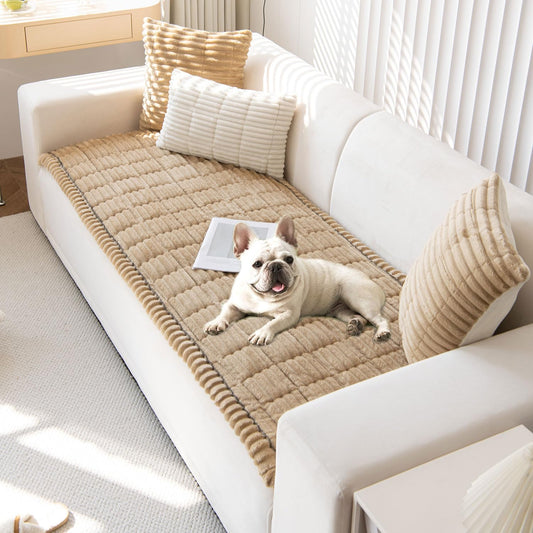OTOB Couch Cover for Dogs Washable, Non Slip Funny Pet Couch Covers Sofa Slipcovers Cushion Mat, Plush Soft Cozy Pet Friendly Furniture Protector, All Seasons (Coffee, 23.6" x 47.2")
