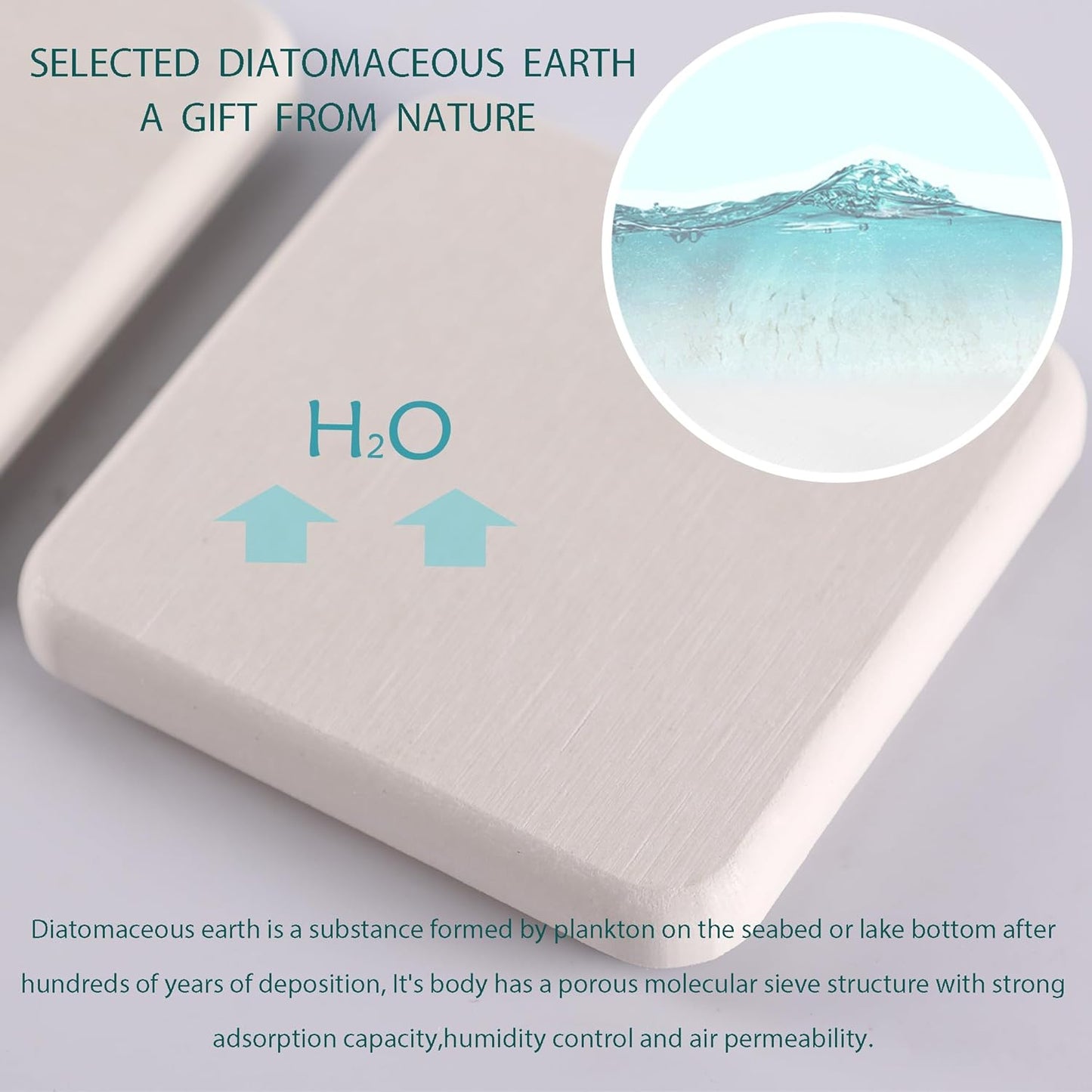 2 Pcs Water Absorbing Stone Trays, Kitchen/Bathroom Sink Soap Dish, Diatomite Tray Used for Hand Soap & Cosmetic Bottles in The Modern Home, 3.15" W x 6.3" L, White