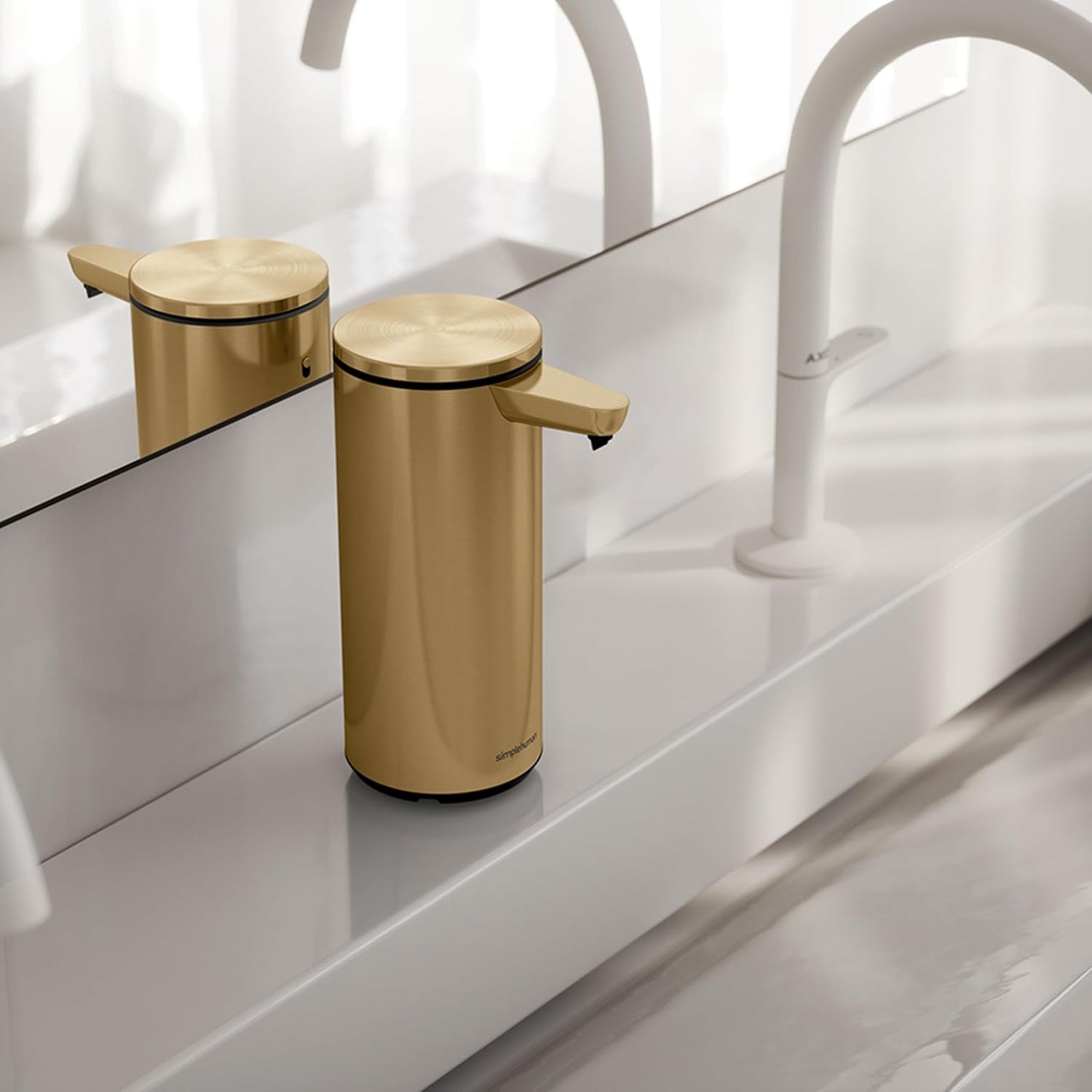 simplehuman 9 oz. Touch-Free Automatic Rechargeable Sensor Pump, Brass Stainless Steel, New