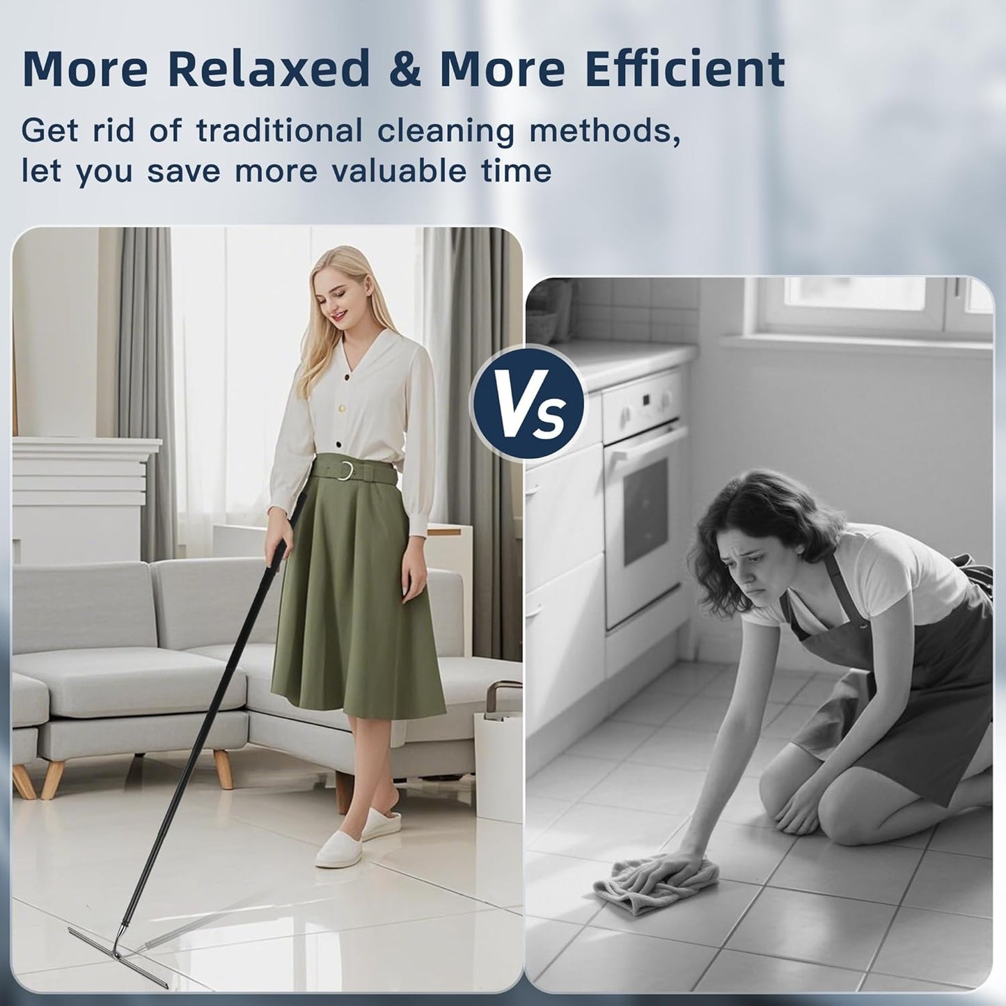 12-51’’ Telescopic Window Squeegee for Home, 2 in 1 Window Cleaning Squeegee Kit, Shower Squeegee for Glass Doors, Outdoor extendable Window Cleaner Tool for Floor Tile Wall Car Windshield