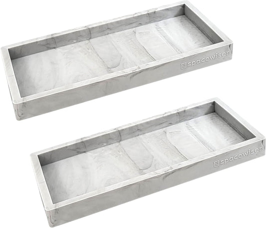 Countertop and Vanity Tray - 2 PC Small 7.7" Silicone Bathroom Trays, Kitchen Soap Tray, Dish Sponge Soap Holder Kitchen Sink Organizer Caddy, Bathroom Counter Trays for Lotion Dispenser