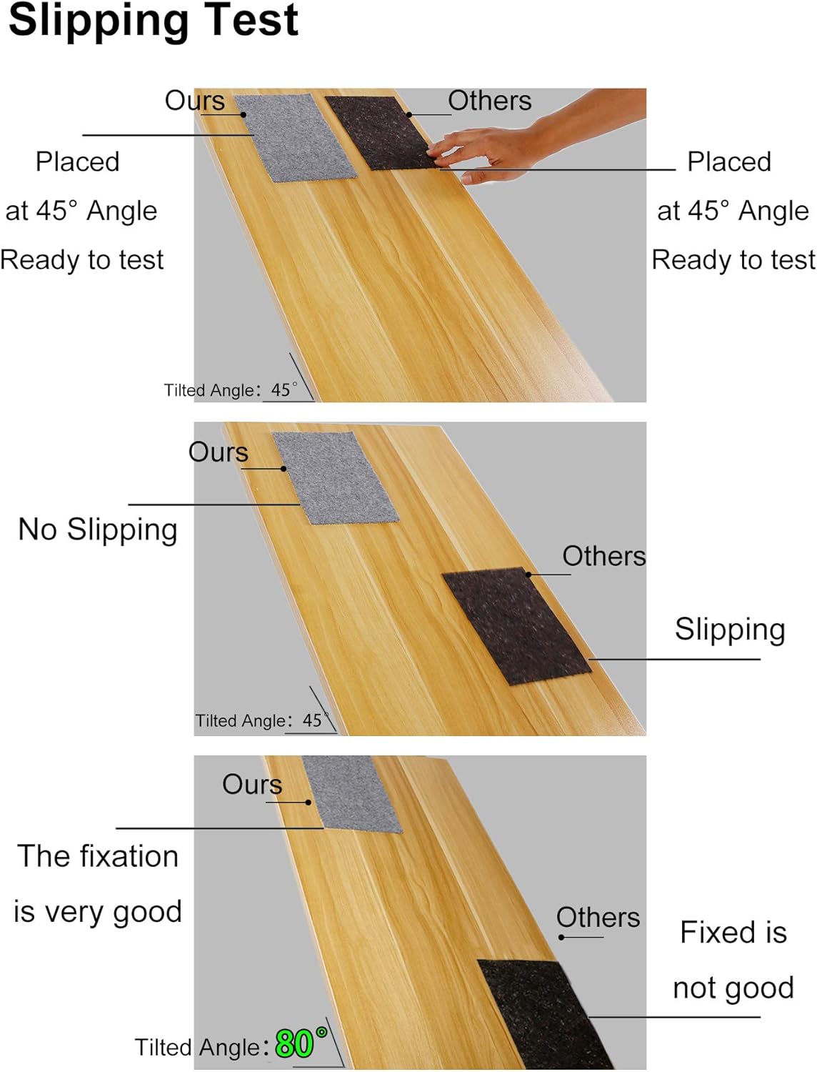 Non Slip Rug Pad Grippers - 5x8, 1/8" Thick, (Felt + Rubber) Double Layers Area Carpet Mat Tap, Provides Protection and Cushioning for Hardwood or Tile Floors