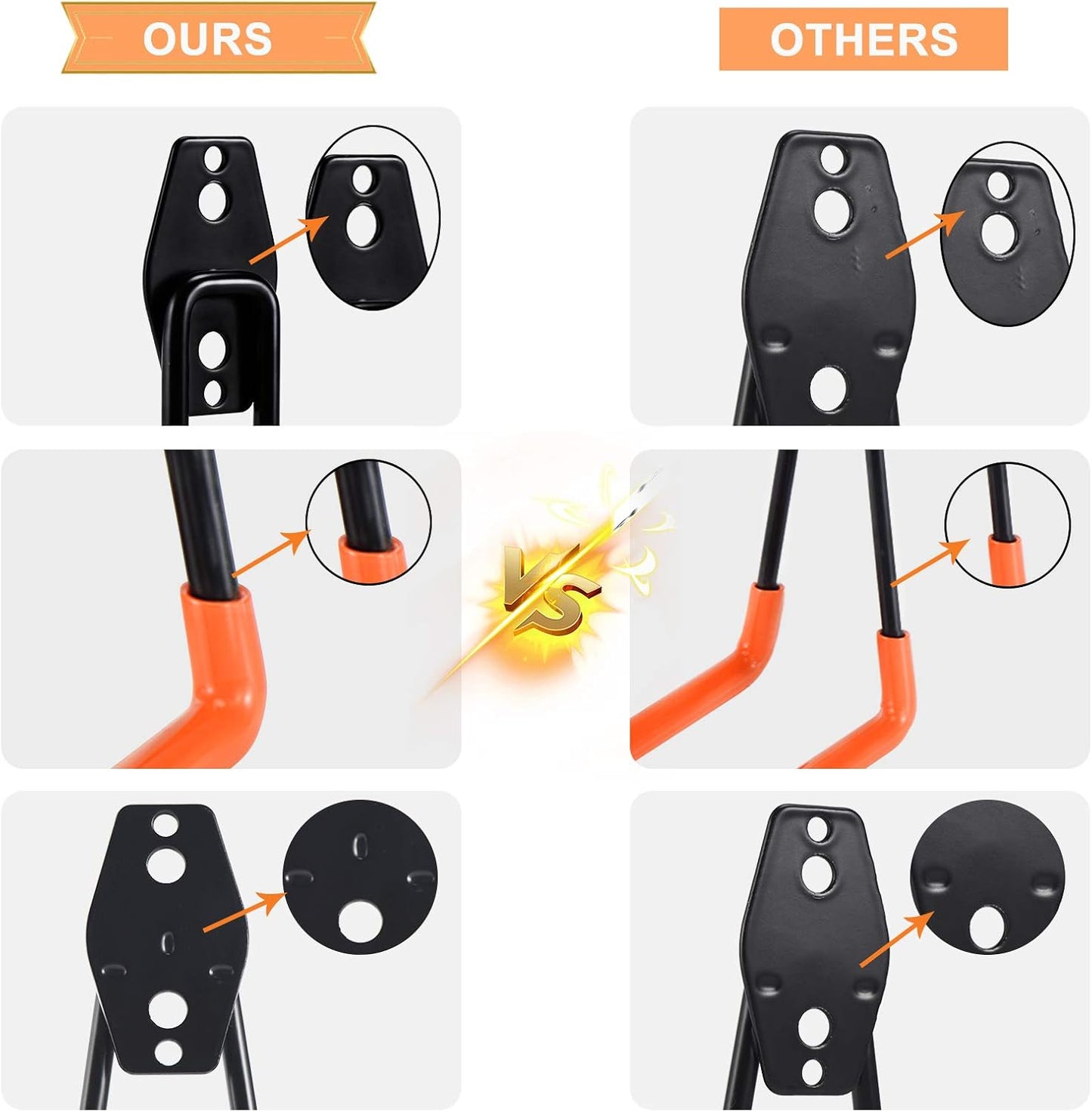 AOBEN Garage Hooks Heavy Duty, Steel Garage Storage Hooks, Utility Tool Hangers and Combinable Wall Mount Garage Hooks for Organizing Ladders, Bikes, Hoses, and More Equipment (Small J, 4 Pack)
