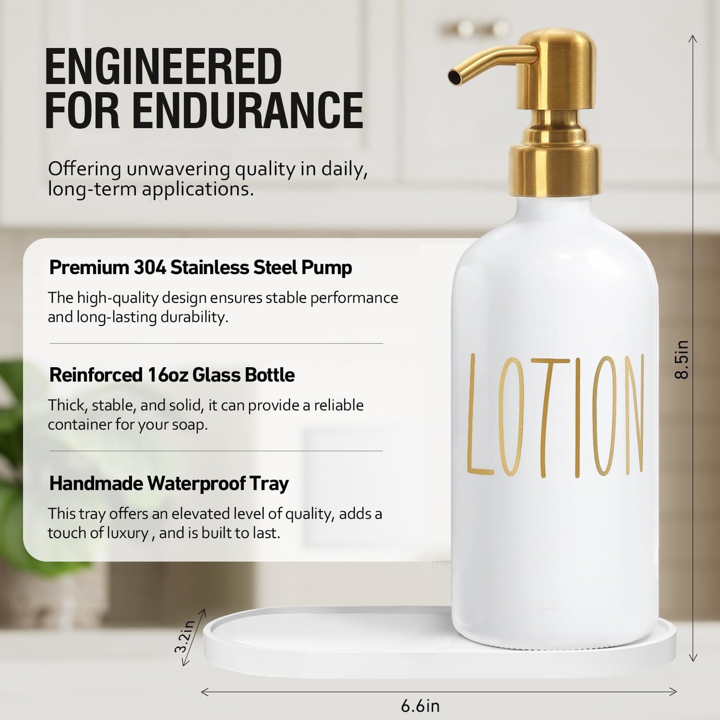 MOMEEMO Bathroom Soap Dispenser Set, Contains Lotion and Hand Soap Dispenser, Suitable for Bathroom Decor. (White)