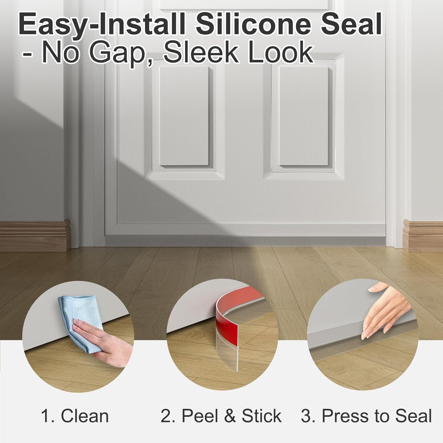 Heavy-Duty 20 ft x 2 in Weather Stripping, Door Draft Stopper Silicone Seal Strip for House and Glass Shower Doors for Collision and Side Gaps of Door and Windows, Clear