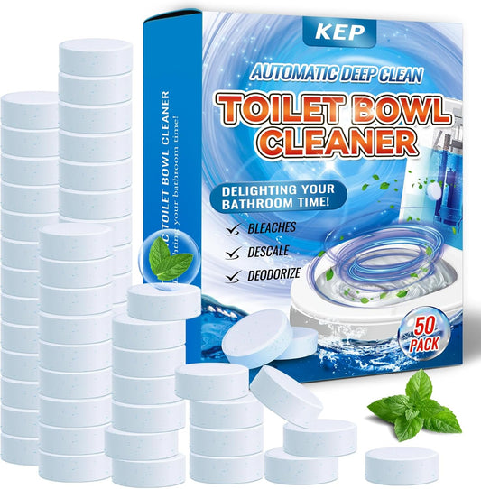 Automatic Toilet Bowl Cleaner Tablets–Fresh Scent,50 PACK,Long-Lasting Clean–Safe for Tanks&Pipes Deodorizing and Descaling–Bathroom Cleaner Against Tough Stains Keeps Bowl Clean Between Washes-fresh