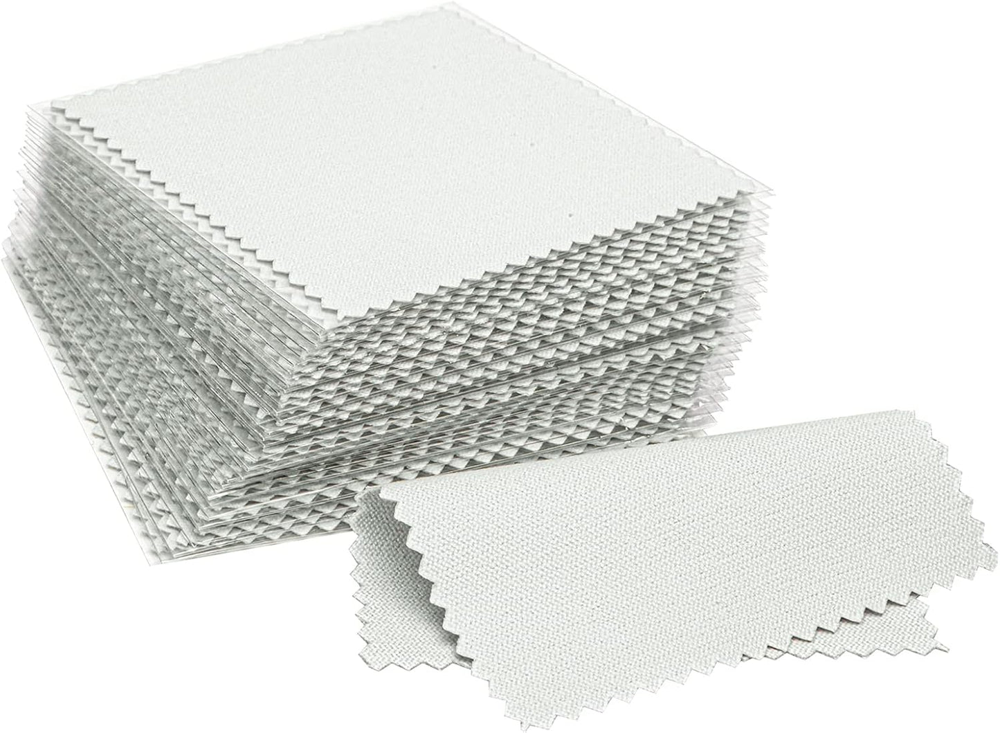 CATIFLIN 100pcs Jewelry Cleaning Cloth, Silver Polishing Cloth Individually Wrapped, Small Jewelry Polishing Cloth for Sterling Silver, Gold, Platinum and More (Light Gray, 3.15" x 3.15")