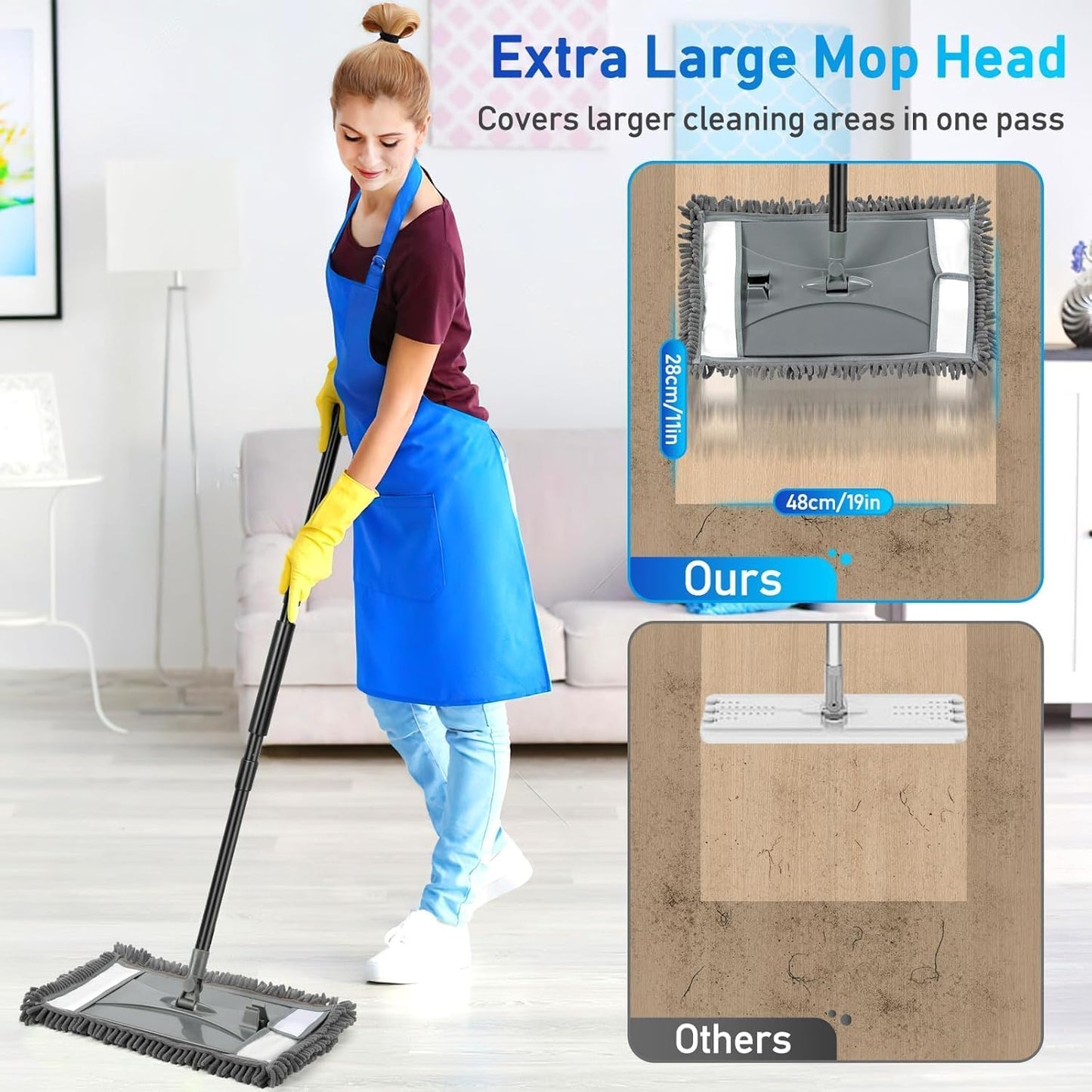 Wall Cleaner Mop Replacement Head, 2 Pack Chenille Reusable Dust Mop Pads for Wall Washer Floor Cleaning, Fit ASIN B0DG4LV7SJ