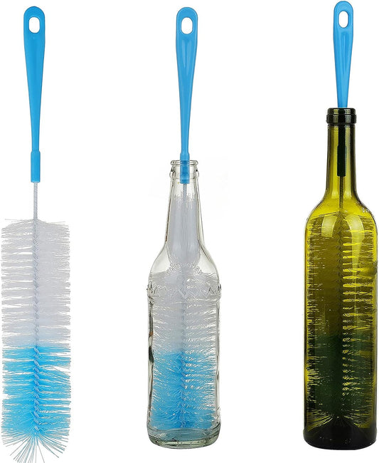 3-Pack Long Bottle Cleaning Brush for Narrow Neck Beer, Wine, Flask, Thermos, Sportwell, Pitcher, Brewing Bottle Cleaner, 16 Inches
