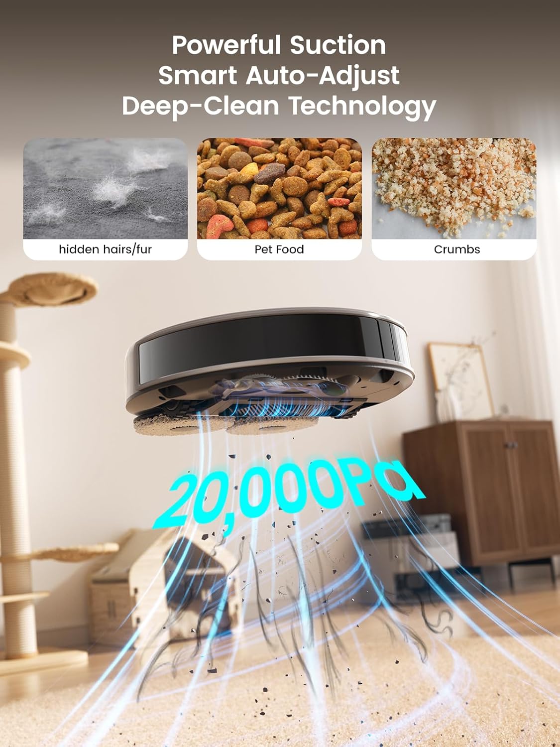 Lefant M3 Max Robot Vacuum, Auto Mop Washing, 20000Pa Suction, Self-Emptying & Refilling, 9mm Mop Lifting, 200RPM Spinning Mops, Smart Obstacle Avoidance, Gray