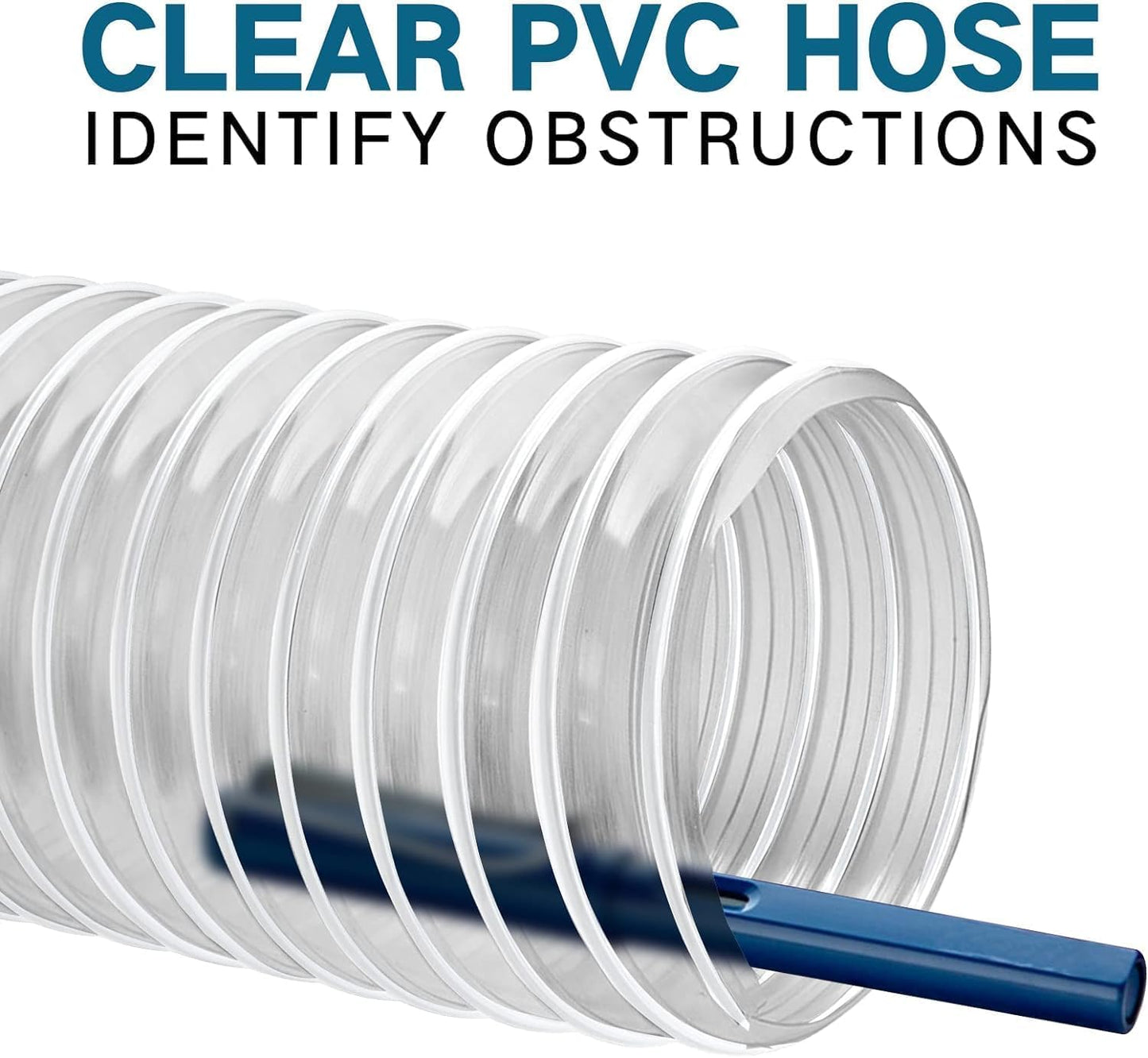 PVC Dust Collection Hose 4" x 20', Flexible Heavy PVC Fume Collection Hose with Carbon Steel Wire Coil for Dust Collection Systems, Woodworking, Workshops