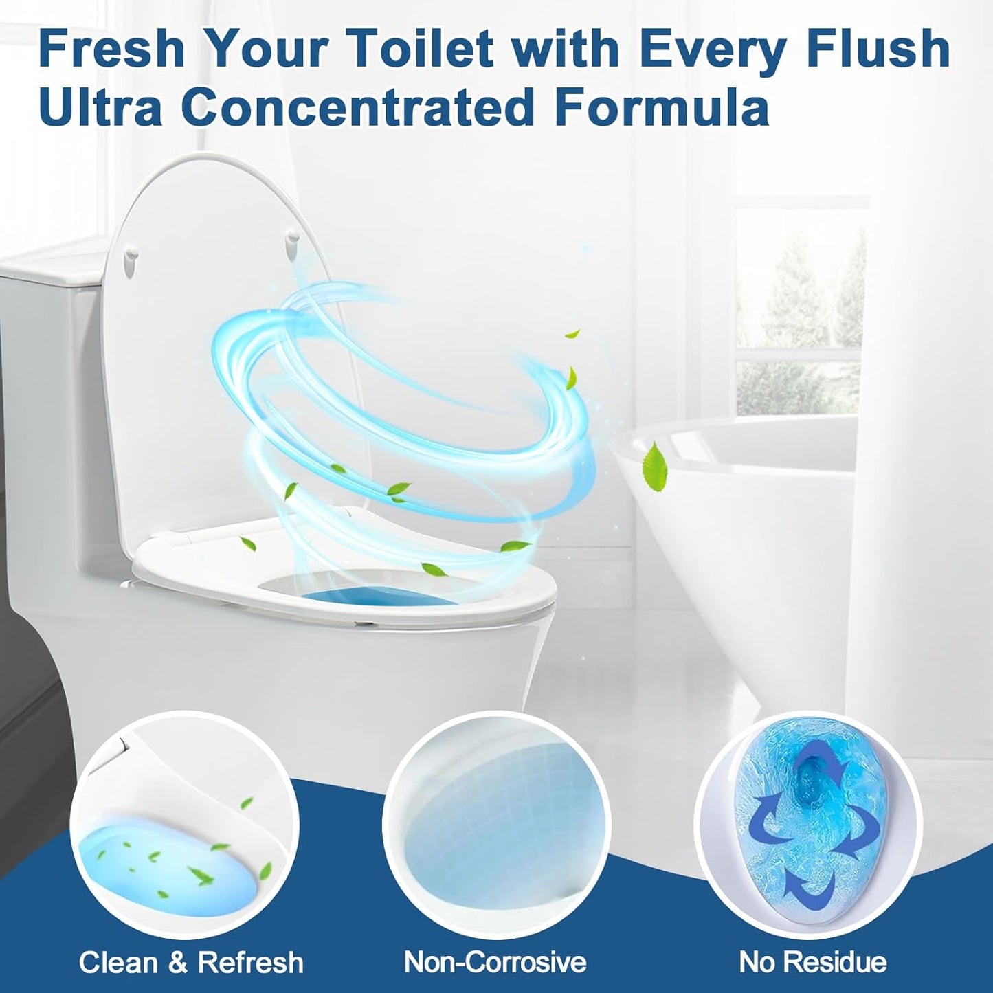 Toilet Bowl Cleaners, Automatic Toilet Bowl Cleaner Tablets Blue Gel Powerful Clean, Septic Safe Toilet Tank Cleaner, Bathroom Deodorizer & Prevent Stain, Fresh Scent-10 PACKS