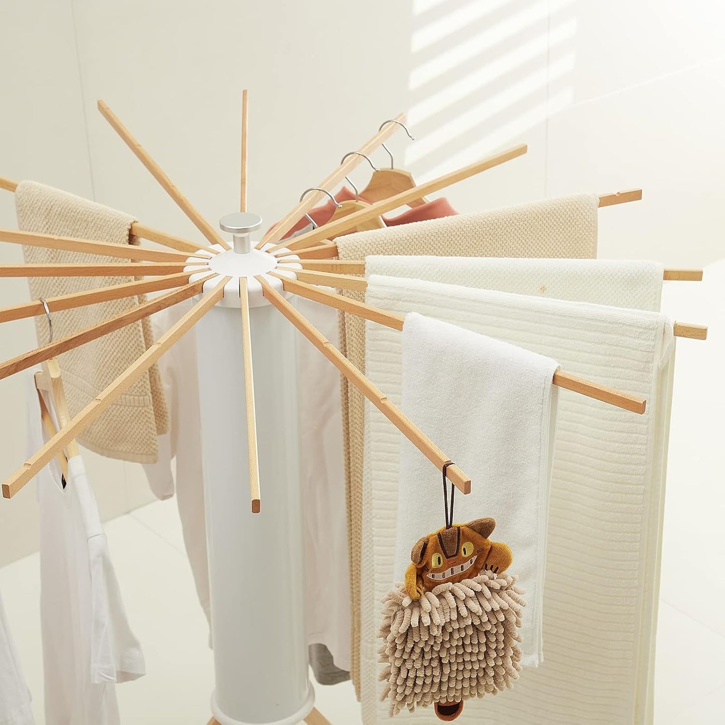 JOOM Tripod Clothes Drying Rack, Garment Rack Portable and Foldable Space Saving Laundry Drying Rack - Drying Rack Clothing Floor Folding Balcony Bedroom Household Wooden