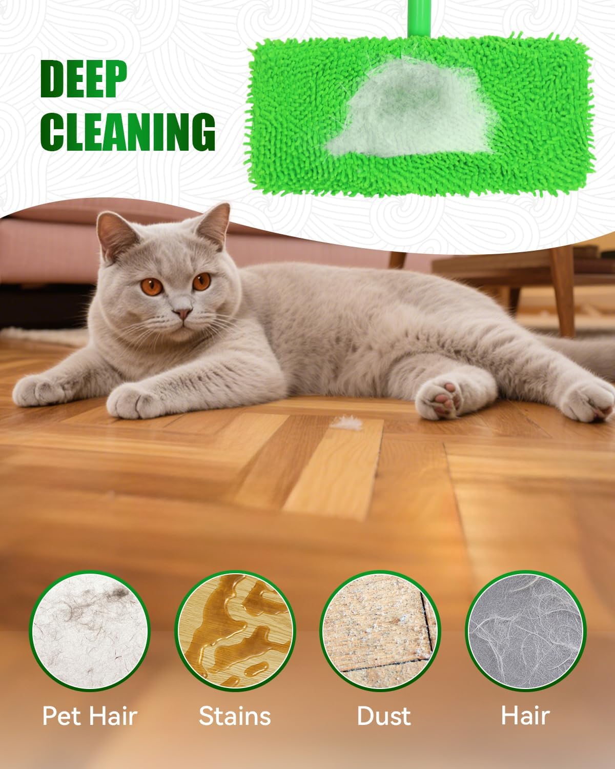 Reusable Wet Pads Refill for Swiffer Sweeper Mop, Dry Sweeping Cloths & Wet Mopping Cloths for Household Cleaning, Washable Microfiber Pads for Wood Floors, 6 Pack