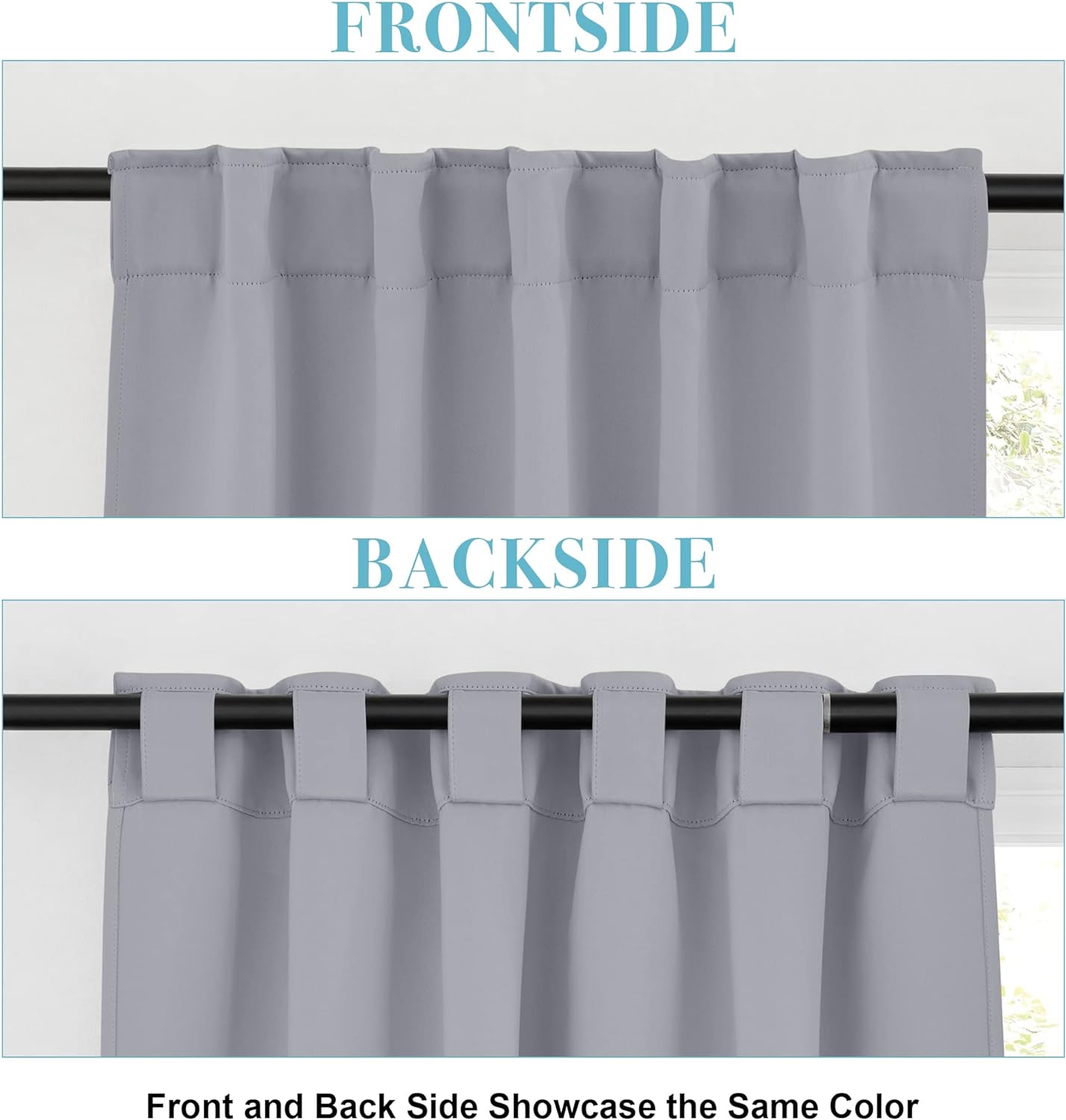 RYB HOME Blackout Curtains for Bedroom - Small Window Treatment Panels Full Privacy Thermal Insultaed Solar Drapes for Bathroom Dining Basement, Wide 42 x Long 45, Silver Grey, 2 Pcs