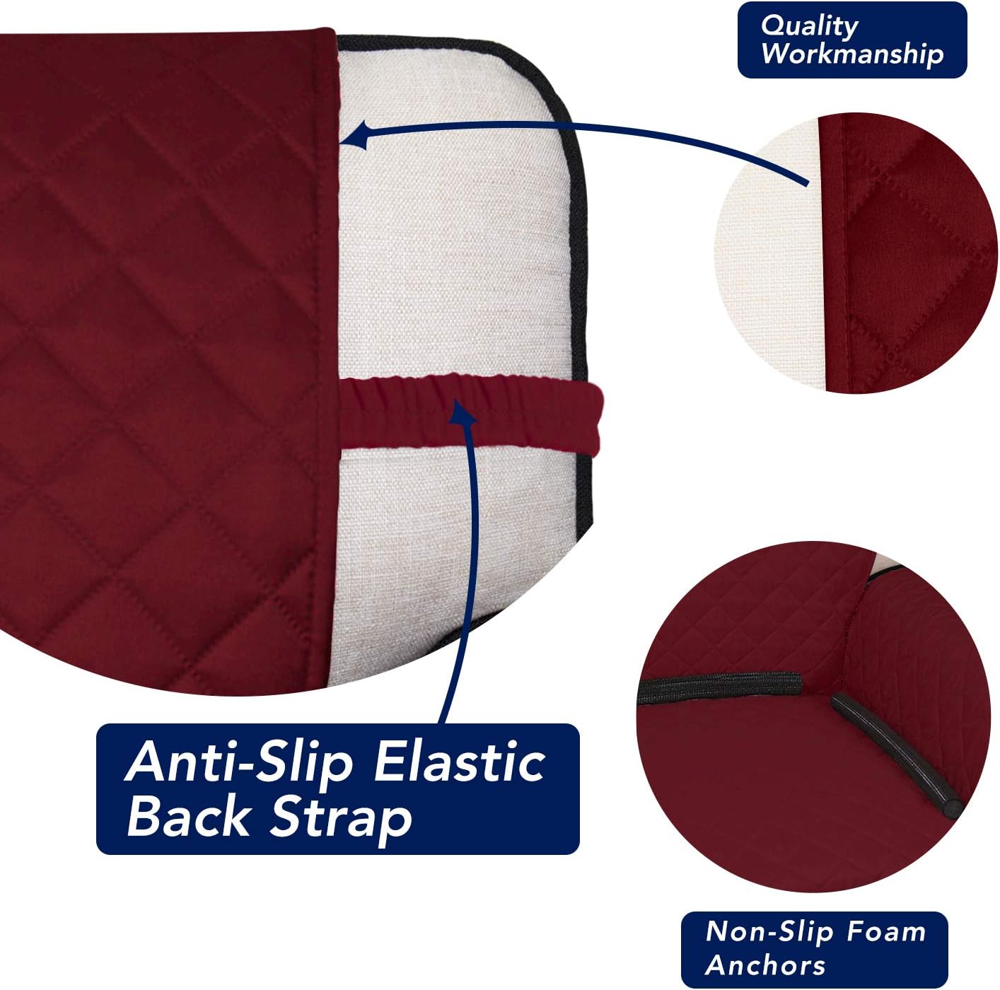 PureFit Reversible Quilted Sofa Cover, Water Resistant Slipcover Furniture Protector, Washable Couch Cover with Non Slip and Elastic Straps for Kids, Pets (Sofa, Red/Ivory)