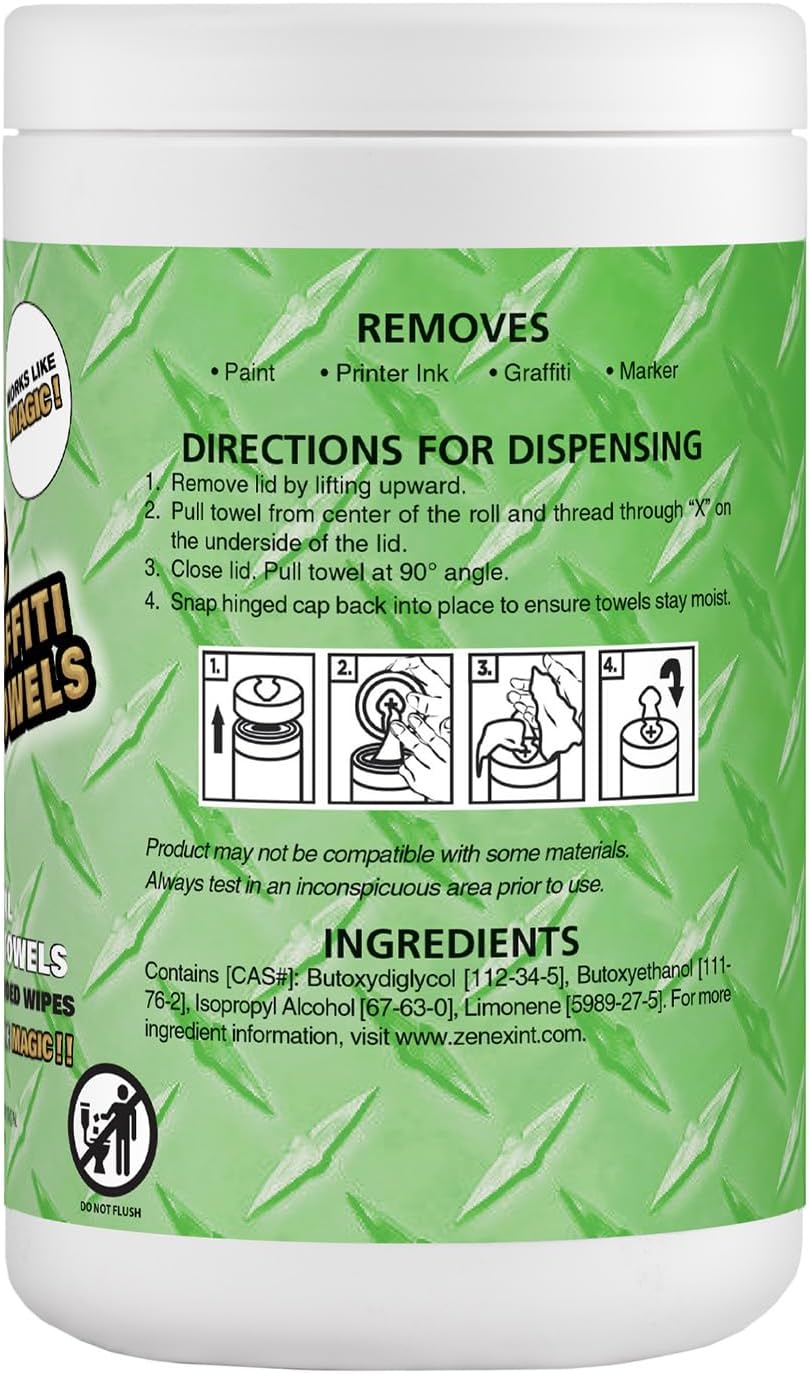 Magic Heavy Duty Paint & Graffiti Removing Wipes - Dual Sided Industrial Cleaning Towels | Waterless | Removes Adhesive, Ink, Marker, Spray Paint, Tar, Decals & more (1 Pack | 70 Sheets Total)