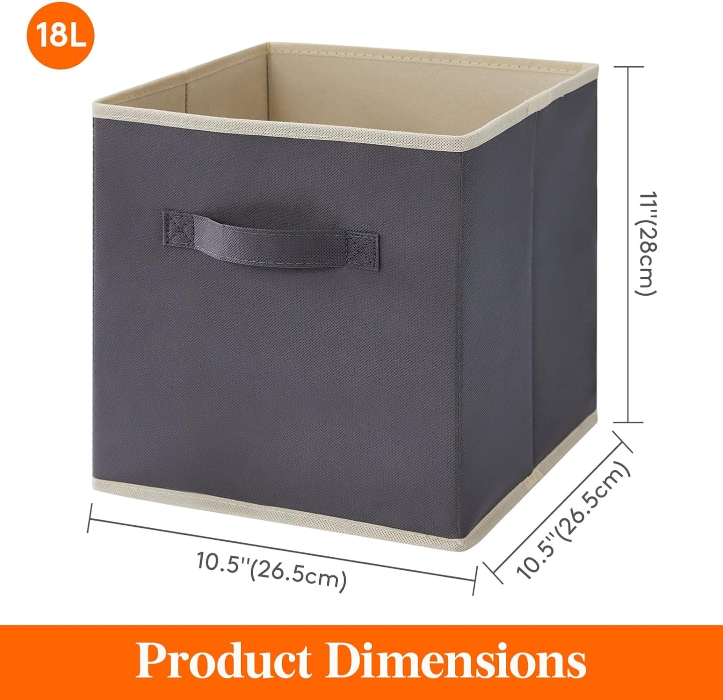 Lifewit 12 Packs Storage Cubes, 11 Inch Cube Storage Bins, Foldable Decorative Fabric Storage Baskets for Organizing Home Organizers with Handles for Shelves, Closet, Grey