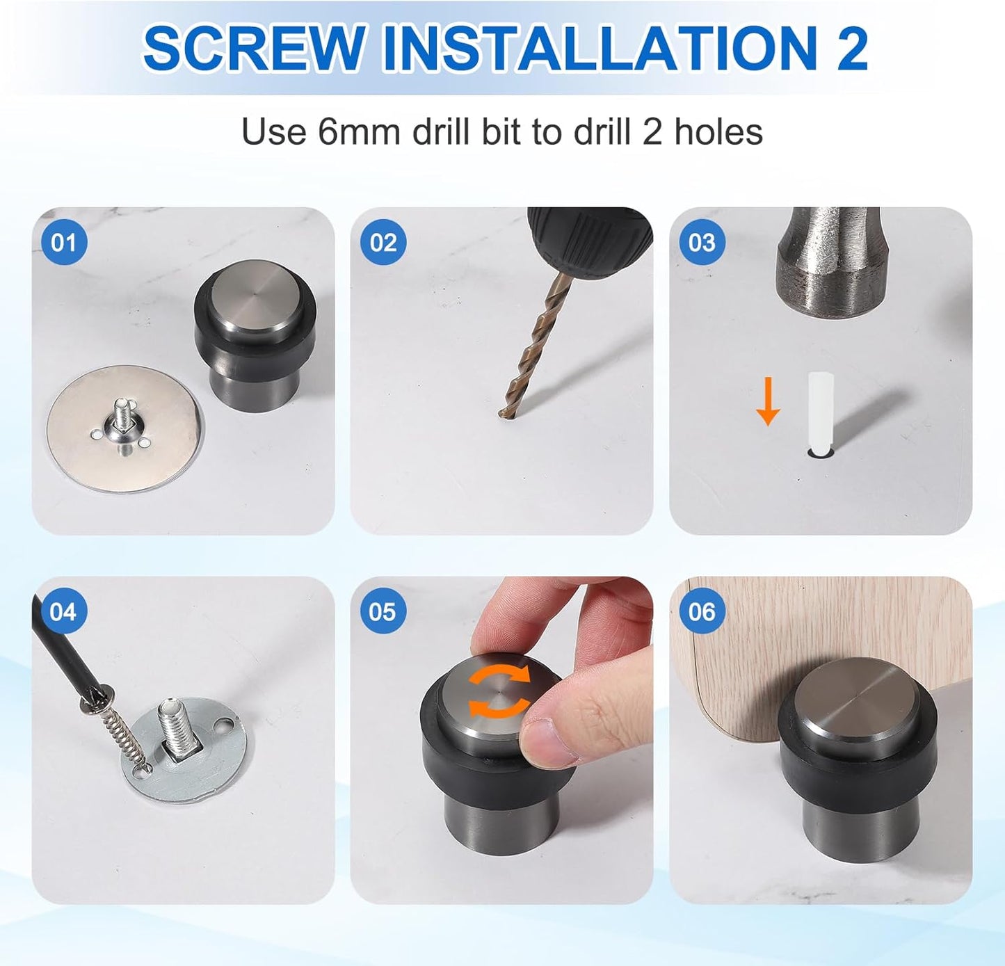PATIKIL 3Set Round Door Stoppers, 80mm Stainless Steel Door Stop Doorstop Wedge Metal Cylinder Self Adhesive with Screw for Bottom of Door Floor Inside, Bronze