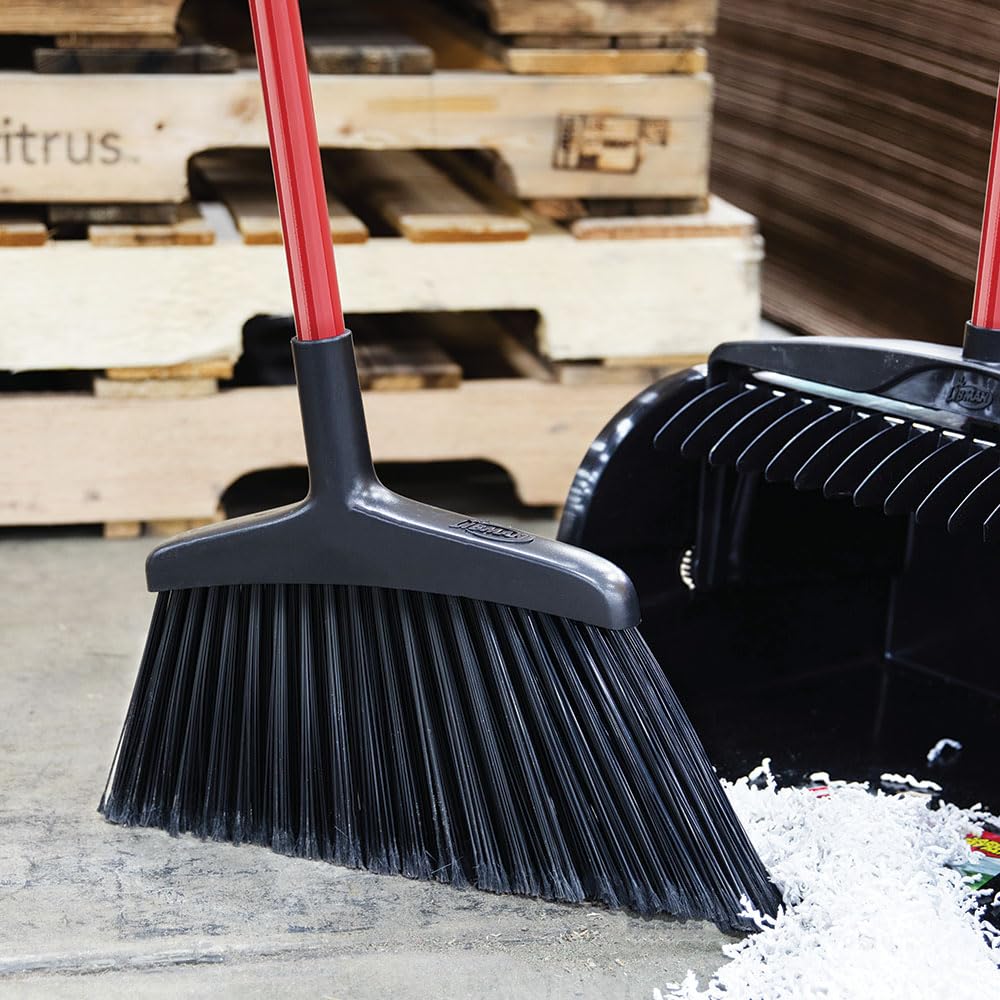 Libman Commercial 997 Wide Commercial Angle Broom, 55" Length, 15" Width, Black/Red (Pack of 6)