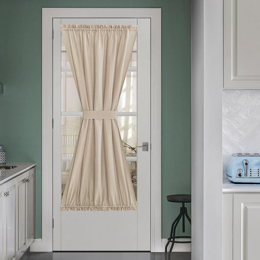 NICETOWN Door Curtains for Window 72 inch Length, Linen Blend Privacy French Shade Thermal Insulate Window Covering for Patio Glass Front Door, 52 x 72 inch, Angora, 1 Panel