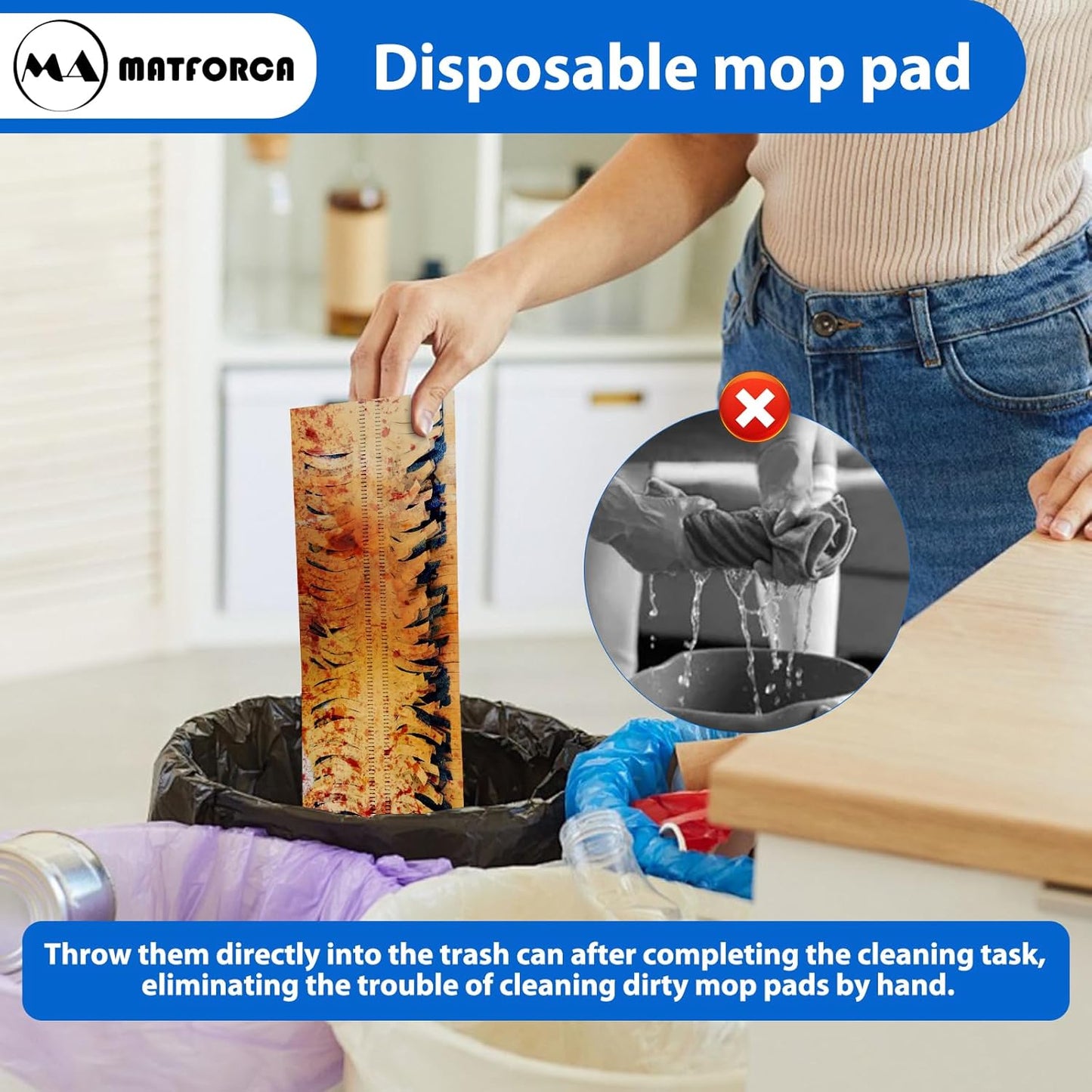 20 Count Swiffer Wet Pads Refill - Plant Fiber Material for Effective Cleaning, Disposable Power Mop Pads Refills, Blue Color