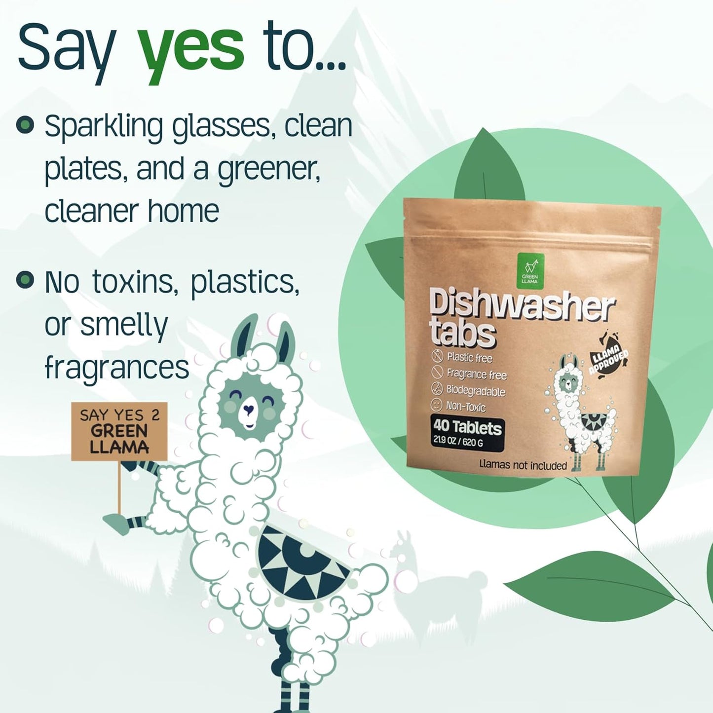 Dish Washing Machine Tablets, Pack of 20 - Fragrance-Free, PVA-Free, Non-Toxic Dishwasher Tablets in Compostable Packaging – Women-Owned Company, Leaping Bunny Certified