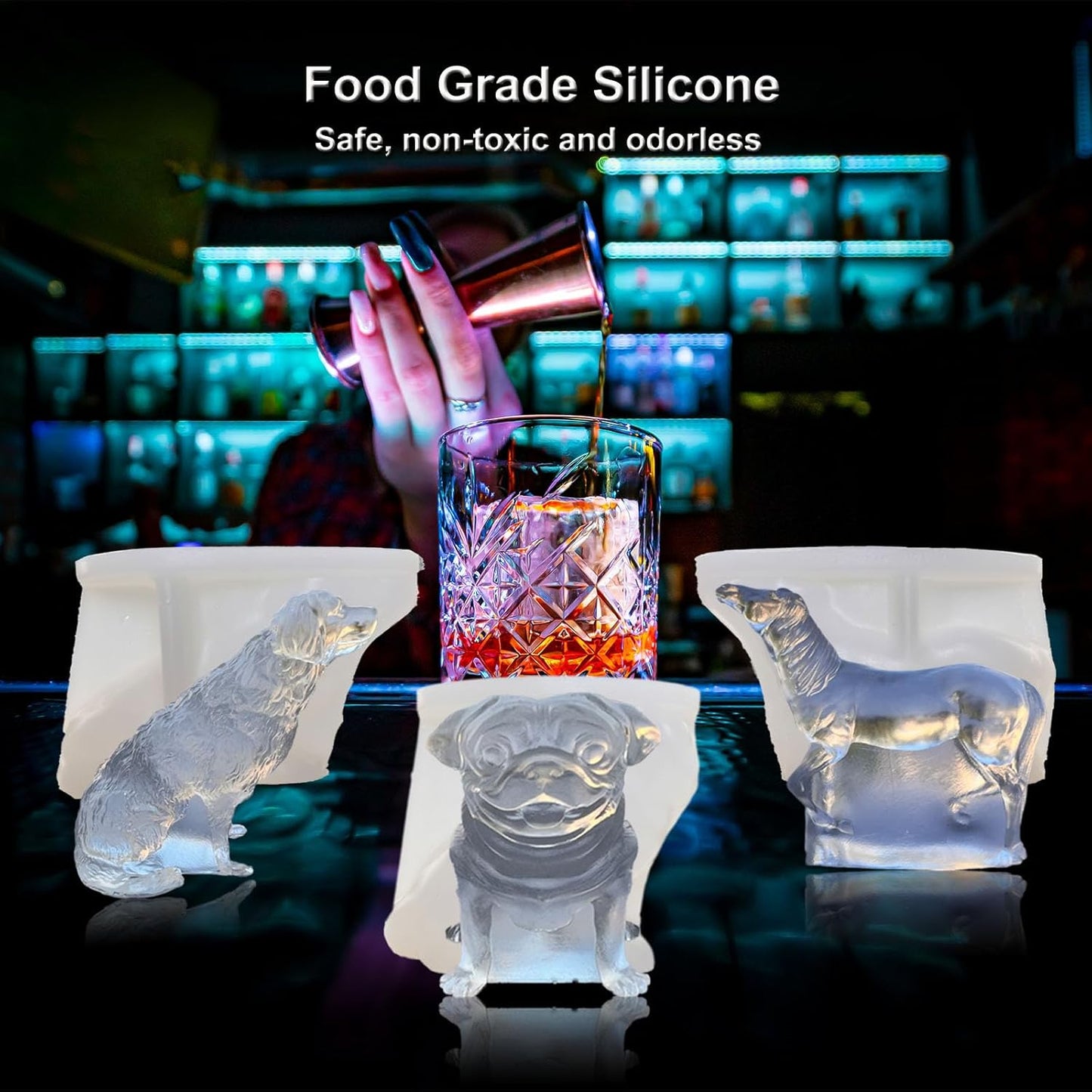 3D Golden Retriever Ice Cube Silicone Molds Tray for Whiskey, Cocktail, Bar; Fun Animal Shape Large Epoxy Resign Mold; Golden Retriever Gifts for Women Kids Dog Lover, 2 Pack